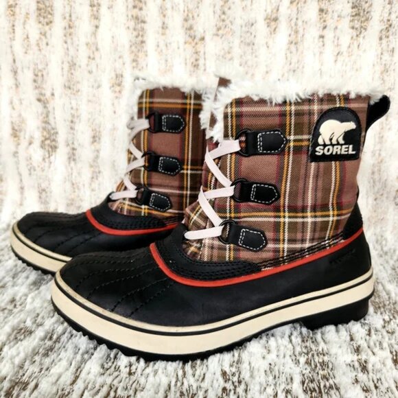Sorel Shoes - Sorel Tivoli Plaid Duck Winter Snow Waterproof Boots - Brown/Black I Sz 8